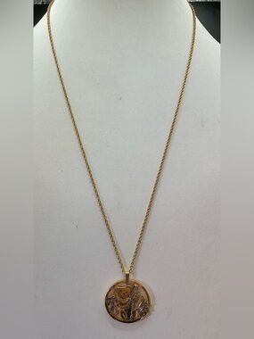 GOLD AND SILVER TONE MEDALLION STYLE KOALA BEAR LONG NECKLACE